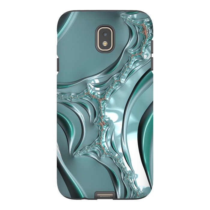 Galaxy J7 StrongFit Shiny blue teal fractal 2 by Andrea Haase