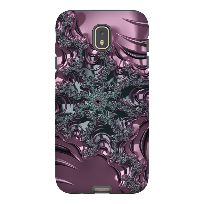 Galaxy J7 StrongFit Shiny Pink Green Fractal Design by Andrea Haase