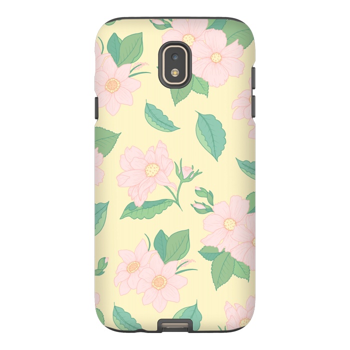 Galaxy J7 StrongFit Yellow Pastel Floral Print by Becky Starsmore