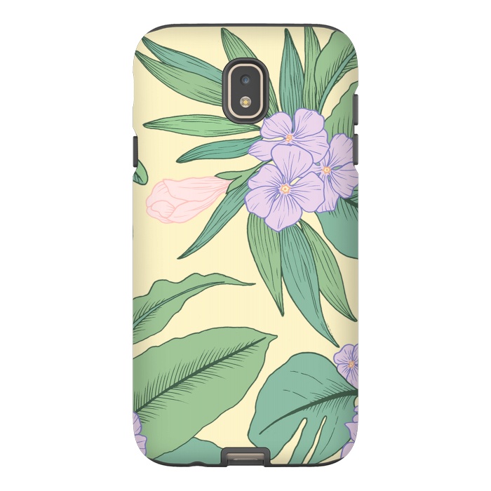 Galaxy J7 StrongFit Yellow Tropical Floral Print by Becky Starsmore
