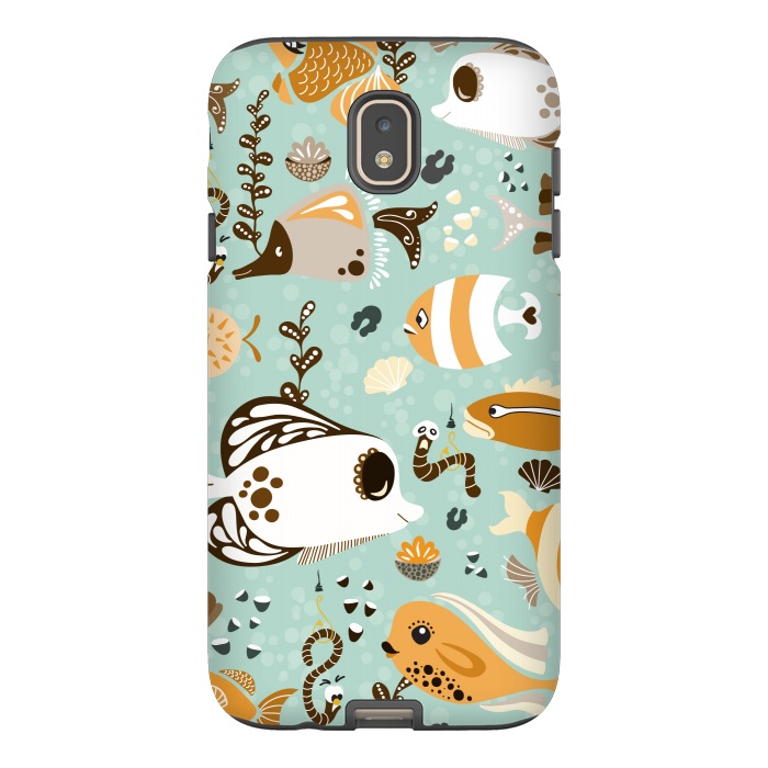 Galaxy J7 StrongFit Funny Fish in Orange and Brown by Paula Ohreen