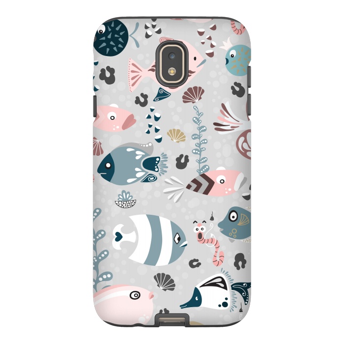 Galaxy J7 StrongFit Funny Fish in Pink and Blue by Paula Ohreen