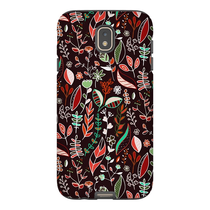 Galaxy J7 StrongFit Autumn Nature Doodle On Brown  by Tigatiga