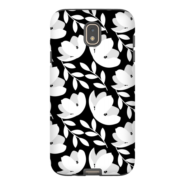 Galaxy J7 StrongFit Black and White Floral Pattern by Allgirls Studio