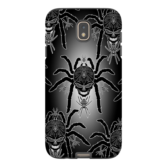 Galaxy J7 StrongFit Spider Skull Tattoo Black and Whi by BluedarkArt