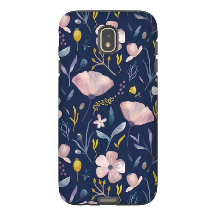 Galaxy J7 StrongFit Delicate Pastel Floral on Blue by Noonday Design