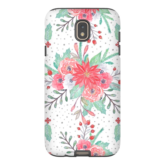 Galaxy J7 StrongFit Pretty watercolor Christmas floral and dots design by InovArts