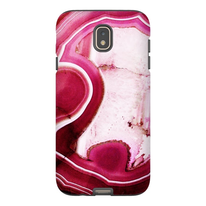 Galaxy J7 StrongFit Vibrant pink agate marble by Oana 