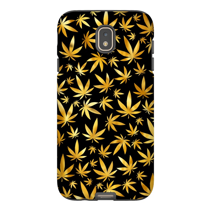 Galaxy J7 StrongFit Weed Pattern - Black and Yellow by Art Design Works
