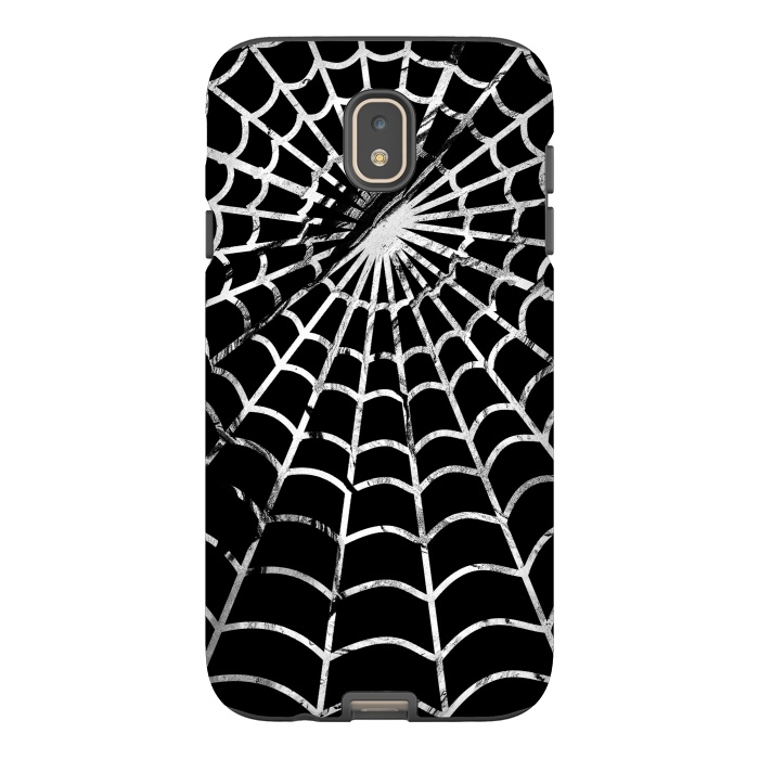Galaxy J7 StrongFit Black and white textured brushed spider web - Halloween by Oana 