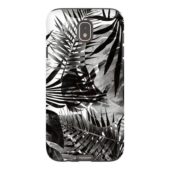 Galaxy J7 StrongFit Black ink tropical palm and ficus leaves monochrome jungle by Oana 