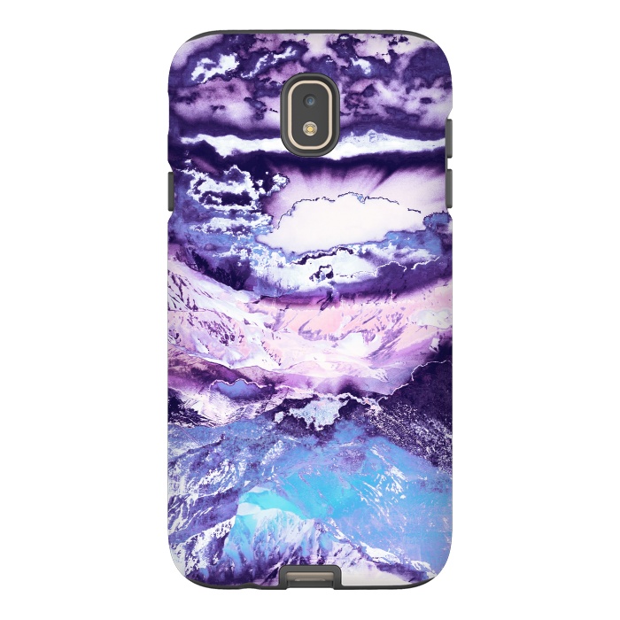 Galaxy J7 StrongFit Purple blue sunset mountain landscape art by Oana 