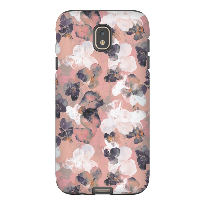 Galaxy J7 StrongFit White pink transparent pansy petals painting by Oana 