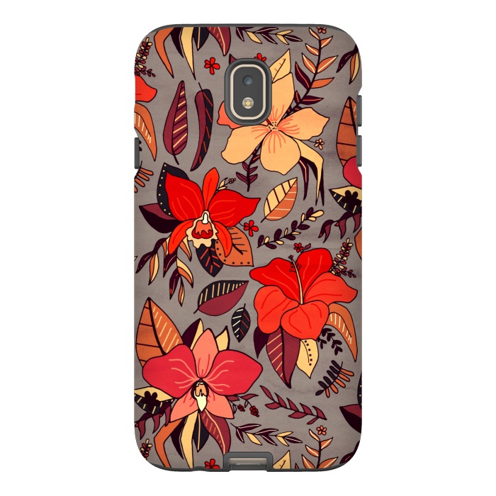 Galaxy J7 StrongFit Red Tropical Floral by Tigatiga