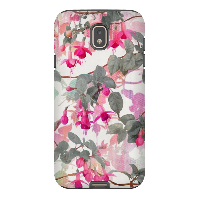 Galaxy J7 StrongFit Painted Fuchsia Floral in Pink and Grey  by Micklyn Le Feuvre