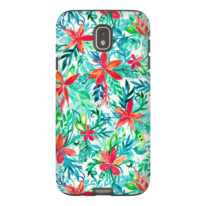 Galaxy J7 StrongFit Tropical Jungle Watercolor Floral by Micklyn Le Feuvre