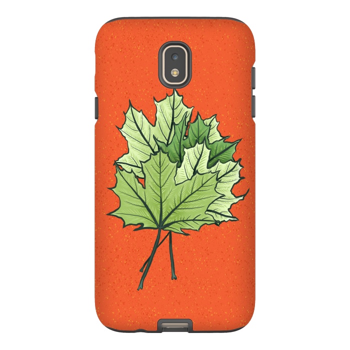 Galaxy J7 StrongFit Maple Leaves Digital Art In Green And Orange by Boriana Giormova
