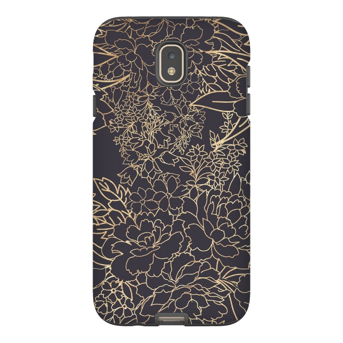 Galaxy J7 StrongFit Luxury winter floral golden strokes doodles design by InovArts