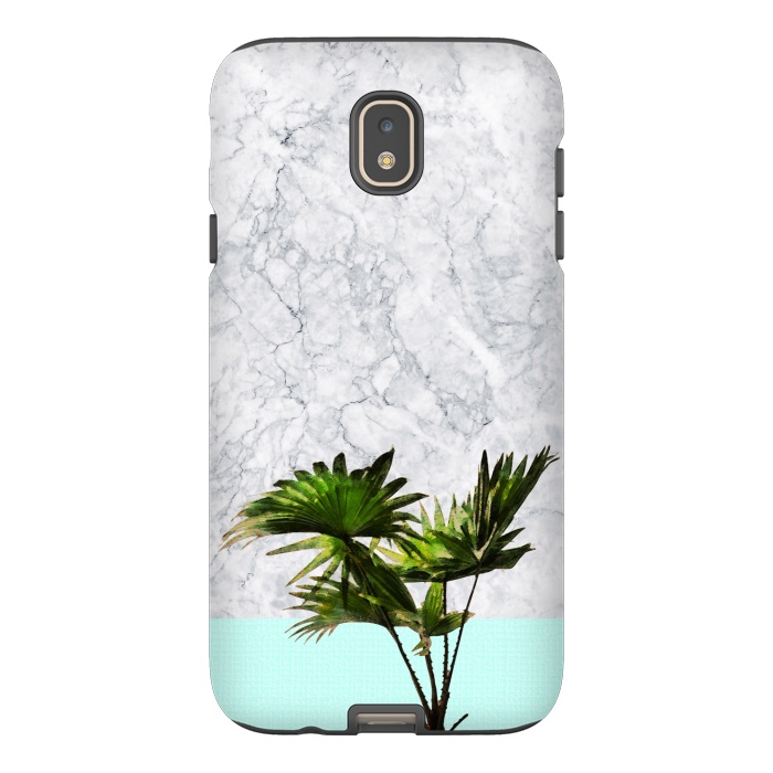 Galaxy J7 StrongFit Palm Plant on Marble and Pastel Blue Wall by amini54