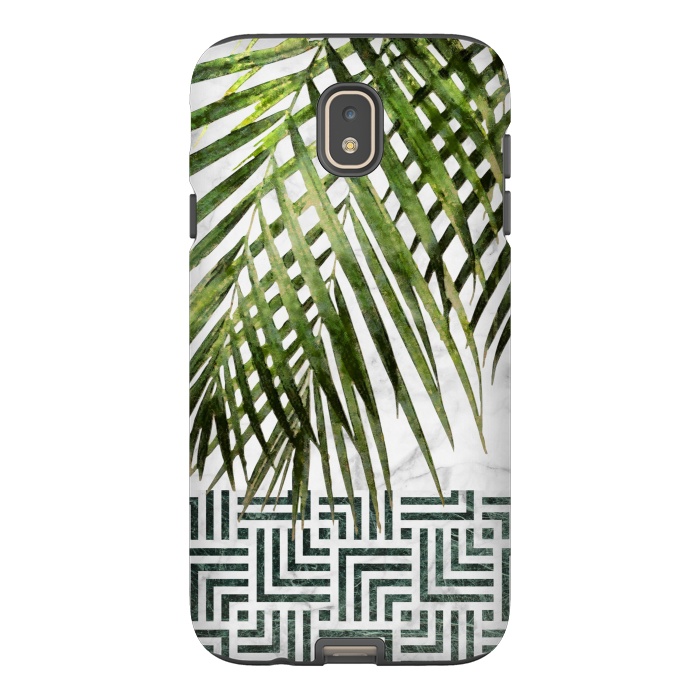 Galaxy J7 StrongFit Palm Leaves on White Marble and Tiles by amini54