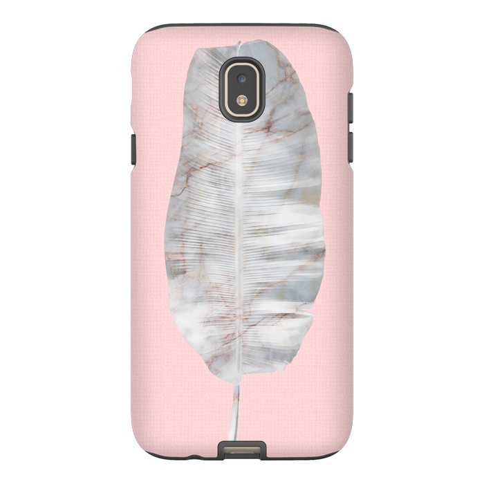Galaxy J7 StrongFit  White Marble Banana Leaf on Pink Wall by amini54