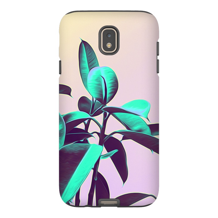 Galaxy J7 StrongFit Iridescent Green Leaves by Alemi