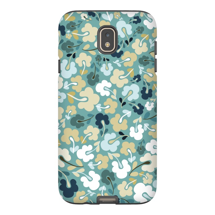 Galaxy J7 StrongFit Ditsy Flowers in Green and Blue by Paula Ohreen