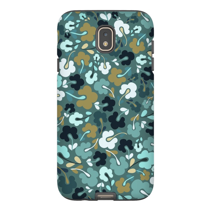 Galaxy J7 StrongFit Ditsy Flowers in Navy and Green by Paula Ohreen