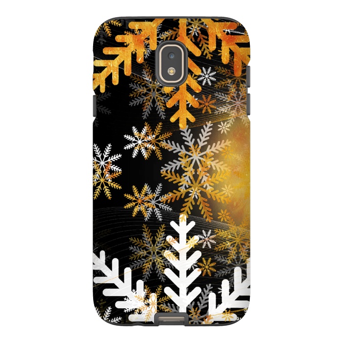 Galaxy J7 StrongFit Golden white snowflakes - Christmas by Oana 