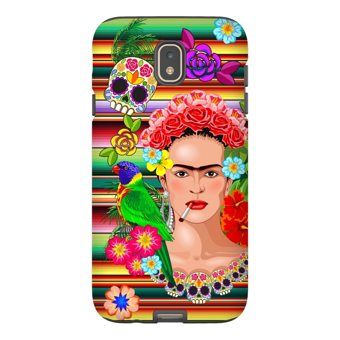 Galaxy J7 StrongFit Frida Kahlo Floral Exotic Portrait  by BluedarkArt