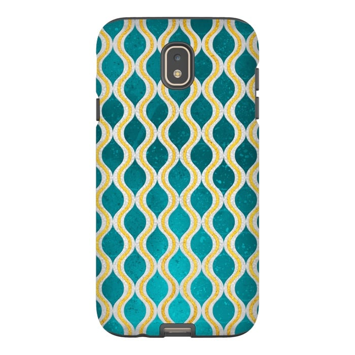 Galaxy J7 StrongFit Gold - Turquoise pattern I by Art Design Works