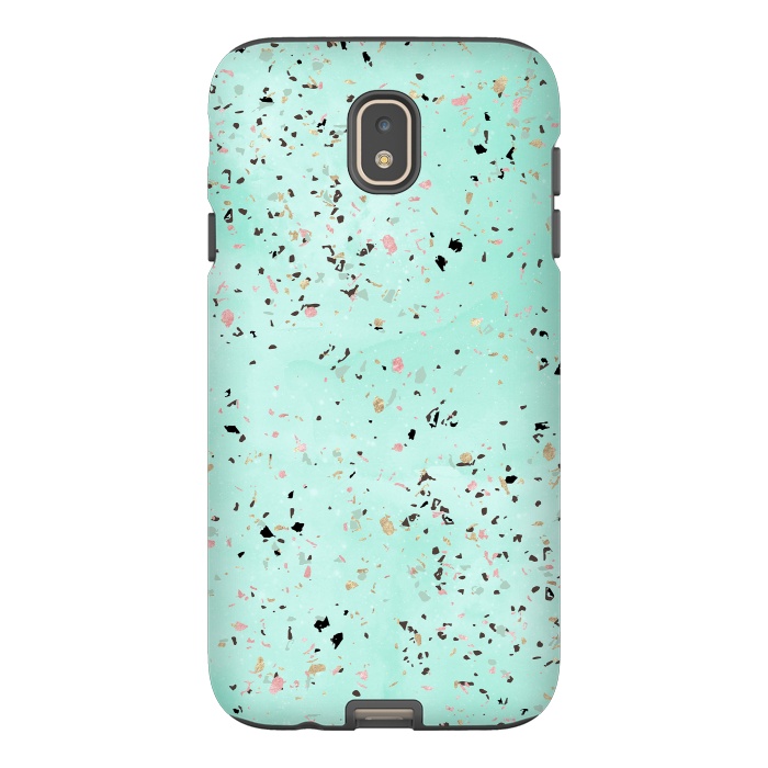 Galaxy J7 StrongFit Mint and gold marble terrazzo design Confetti  by InovArts