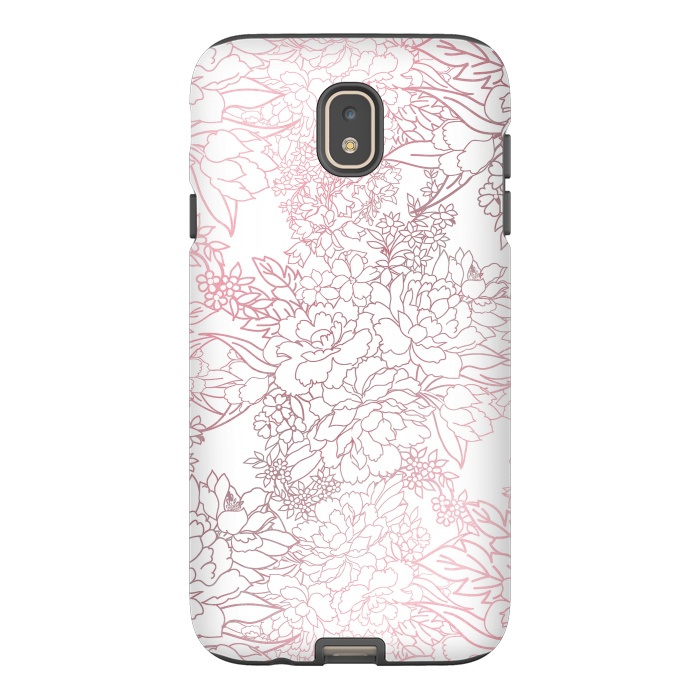 Galaxy J7 StrongFit Elegant floral rose gold strokes doodles design by InovArts