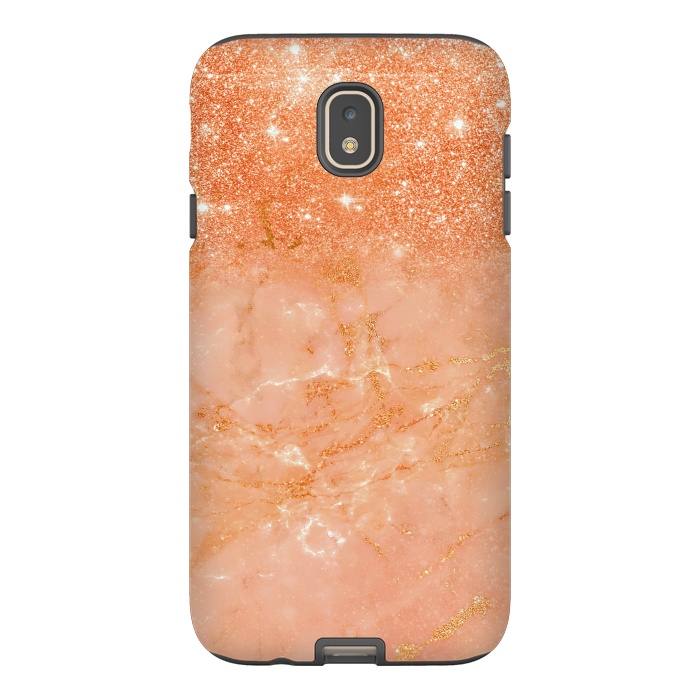 Galaxy J7 StrongFit Living Coral Glitter and Veins on marble by  Utart