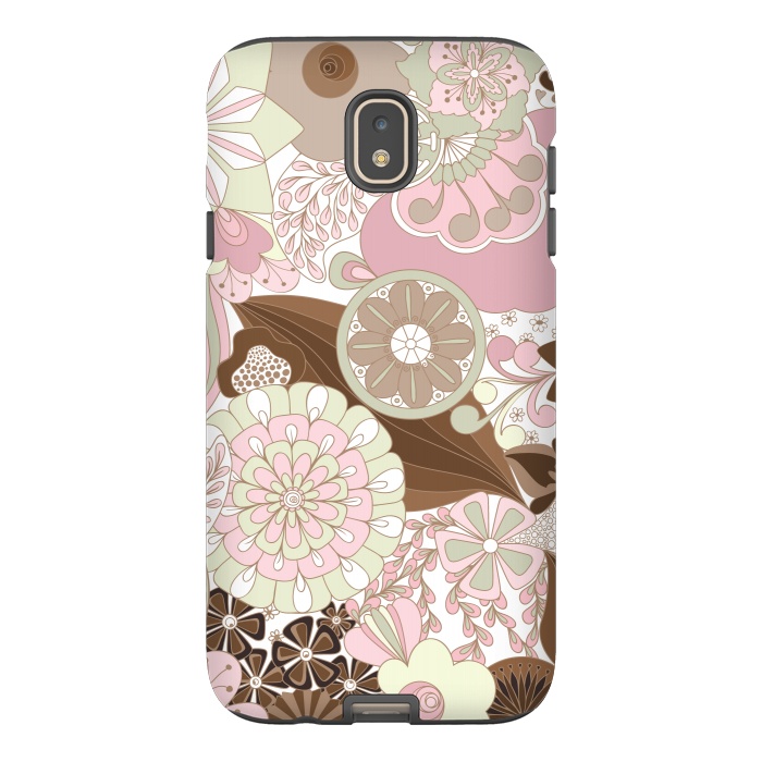 Galaxy J7 StrongFit Flowers, Flowers Everywhere - Pink and Brown by Paula Ohreen