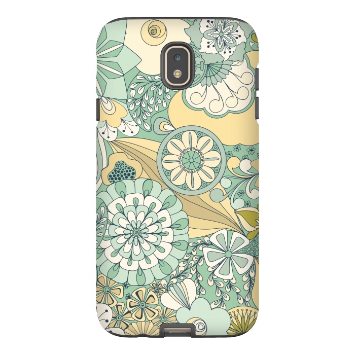 Galaxy J7 StrongFit Flowers, Flowers Everywhere - Cream and Mint by Paula Ohreen