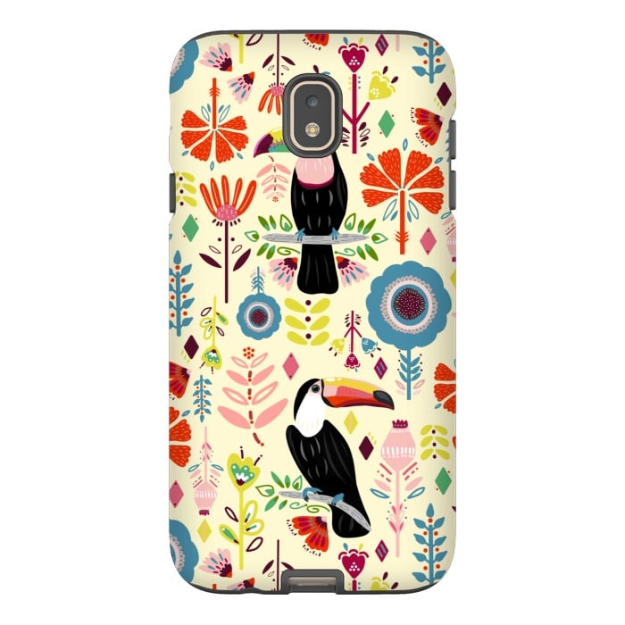 Galaxy J7 StrongFit Colorful Toucans On Cream  by Tigatiga