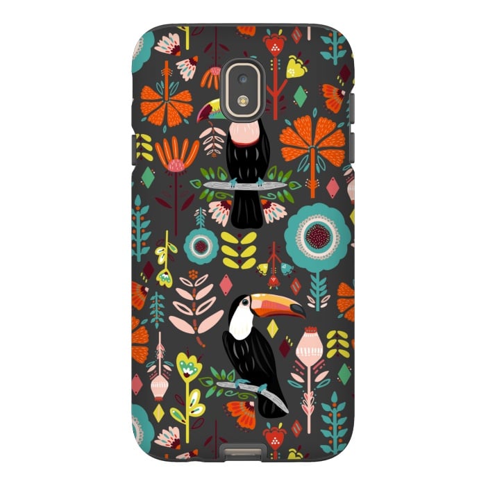 Galaxy J7 StrongFit Colorful Toucans On Grey  by Tigatiga