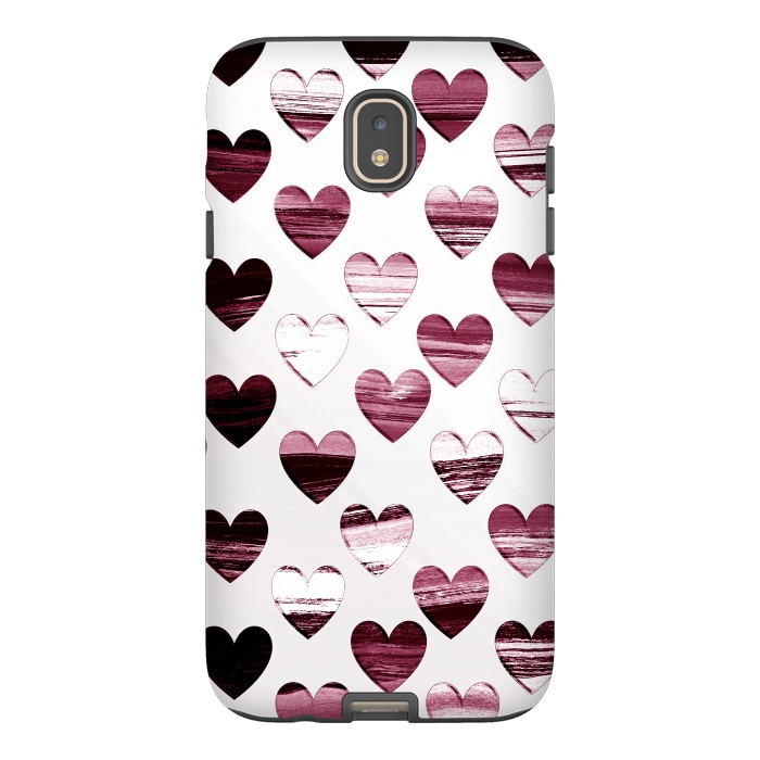 Galaxy J7 StrongFit Cherry wine brushed painted hearts by Oana 