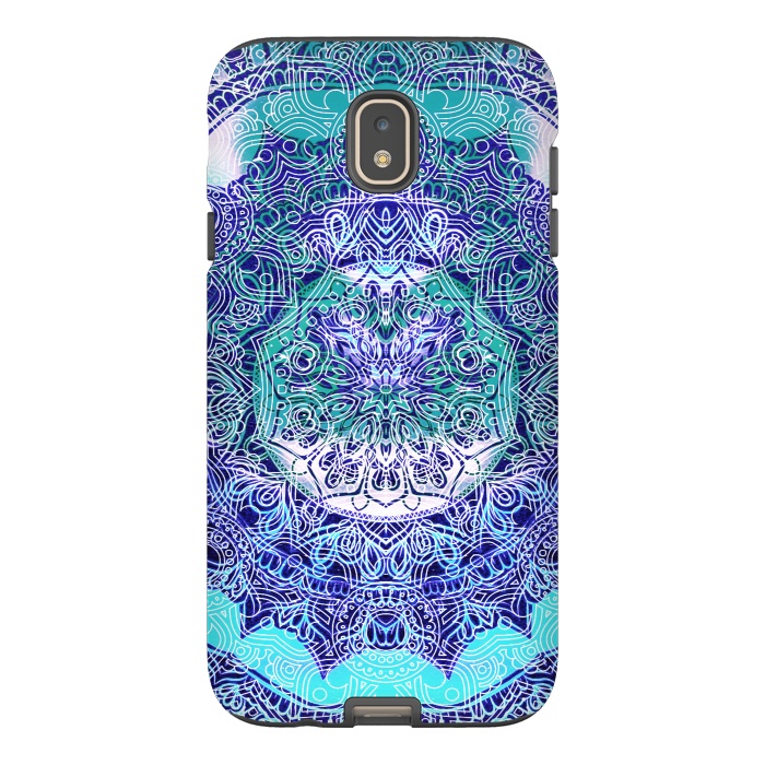 Galaxy J7 StrongFit blue turquoise painted mandala by Oana 