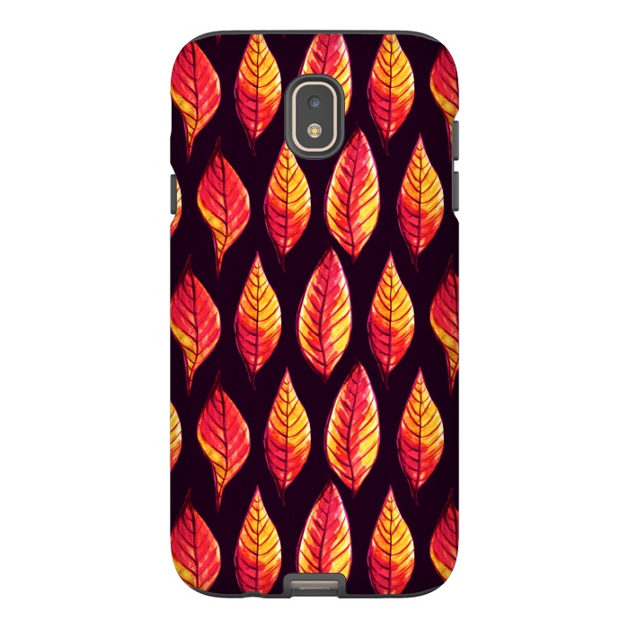 Galaxy J7 StrongFit Vibrant autumn leaves pattern in red and yellow by Boriana Giormova