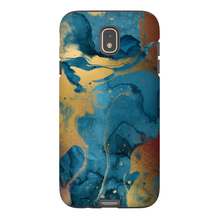 Galaxy J7 StrongFit Gold and Indigo Ink Marble by  Utart
