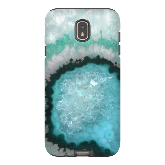 Galaxy J7 StrongFit Teal White and Green Crystal Agate by  Utart