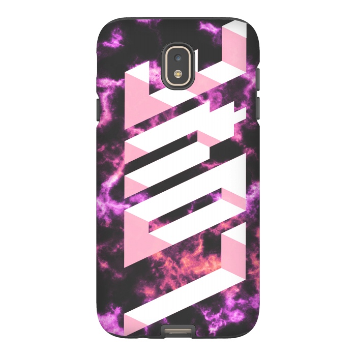 Galaxy J7 StrongFit Love - 3D pink typography on magenta dark marble by Oana 