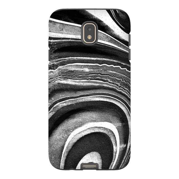 Galaxy J7 StrongFit Painted black and white marble stripes by Oana 