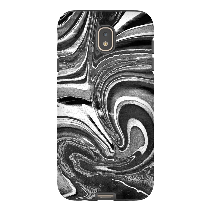 Galaxy J7 StrongFit Black and white marble swirls abstract art by Oana 