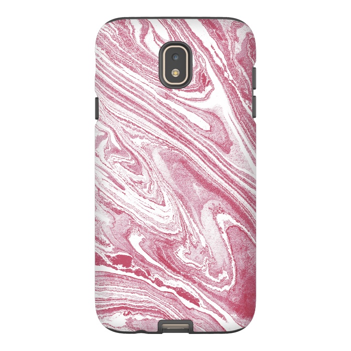 Galaxy J7 StrongFit Pastel fuchsia pink and white marble lines by Oana 
