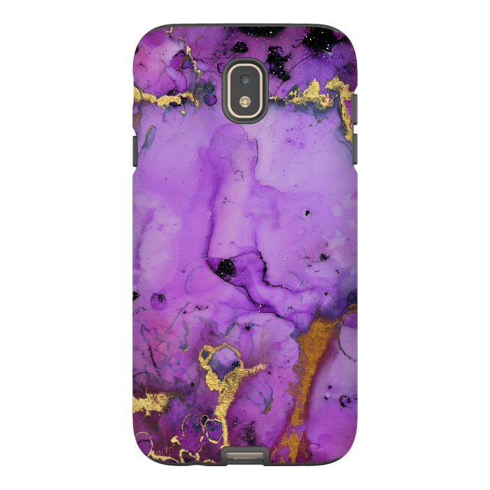 Galaxy J7 StrongFit Purple Marble with Gold and black glitter veins by  Utart
