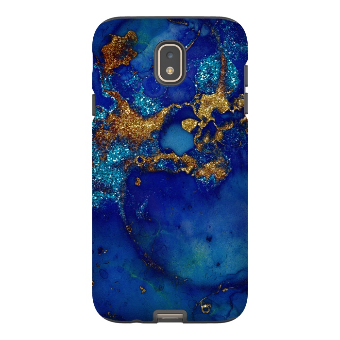 Galaxy J7 StrongFit Ocean Blue and gold Marble  by  Utart