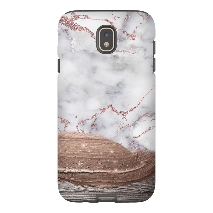 Galaxy J7 StrongFit Blush thick paint strokes on Marble with rosegold veins by  Utart